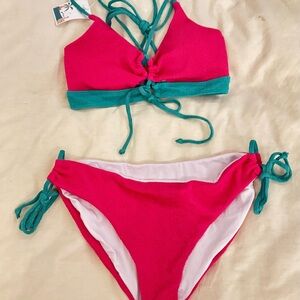 B2PRITY Bright, deep pink and Teal Bikini Set